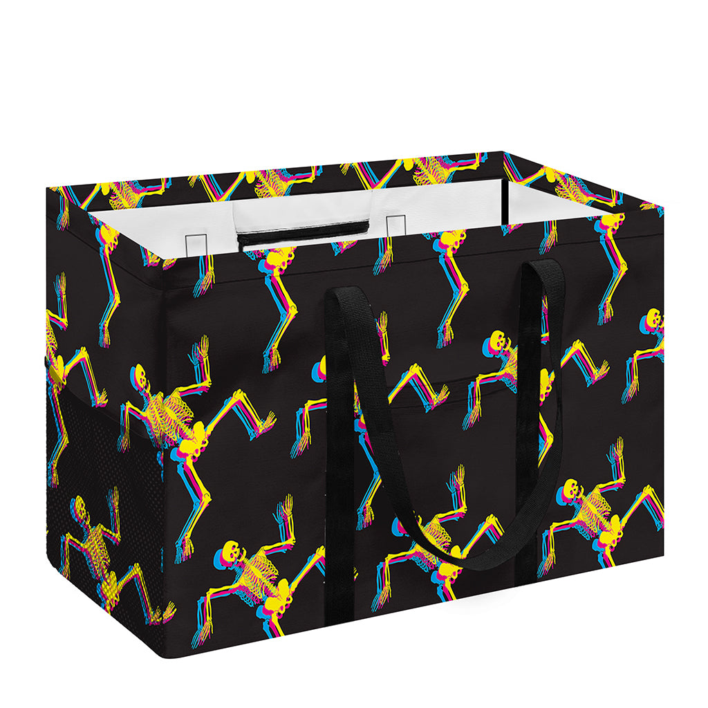 Trippy Dancing Skeleton Pattern Print Utility Tote Bag