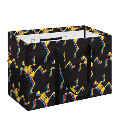 Trippy Dancing Skeleton Pattern Print Utility Tote Bag