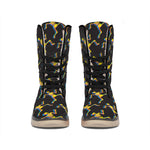 Trippy Dancing Skeleton Pattern Print Winter Boots