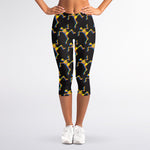 Trippy Dancing Skeleton Pattern Print Women's Capri Leggings