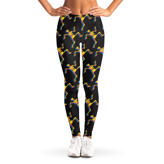 Trippy Dancing Skeleton Pattern Print Women's Leggings