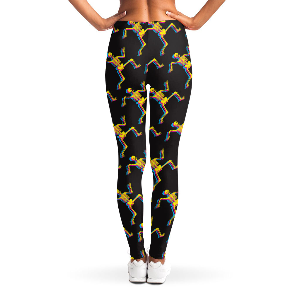 Trippy Dancing Skeleton Pattern Print Women's Leggings