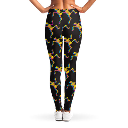 Trippy Dancing Skeleton Pattern Print Women's Leggings