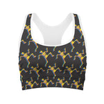 Trippy Dancing Skeleton Pattern Print Women's Sports Bra