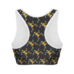 Trippy Dancing Skeleton Pattern Print Women's Sports Bra