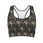 Trippy Dancing Skeleton Pattern Print Women's Sports Bra