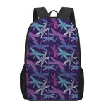 Trippy Dragonfly Pattern Print 17 Inch Backpack