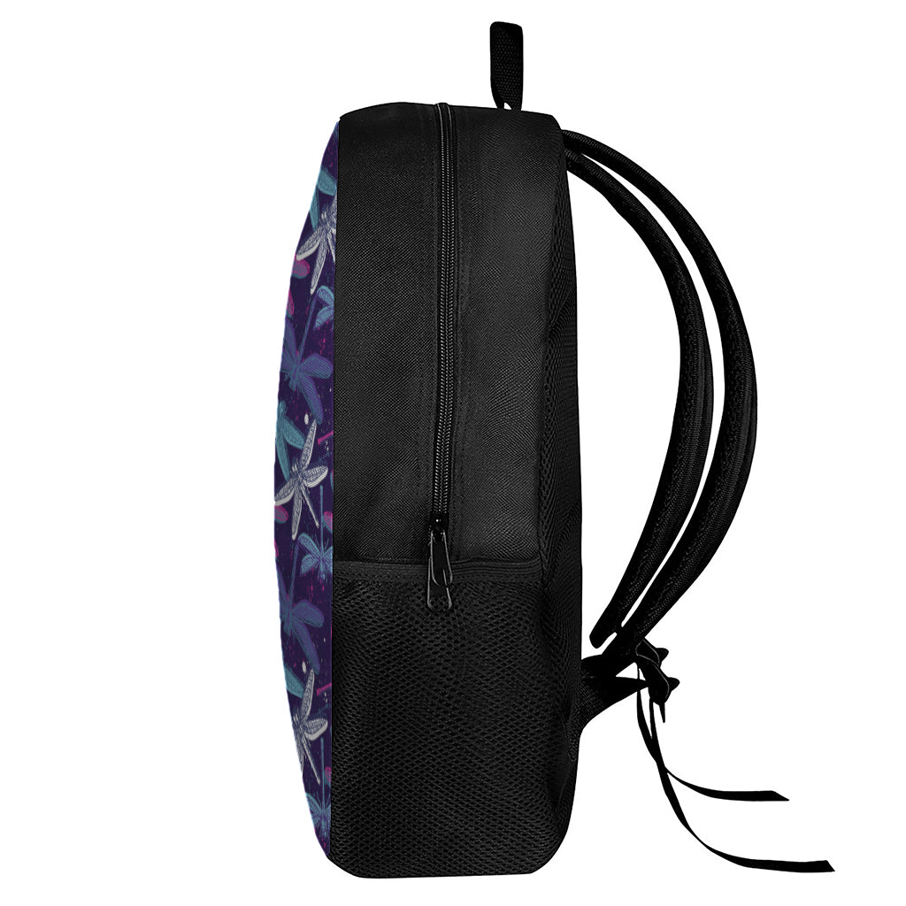 Trippy Dragonfly Pattern Print 17 Inch Backpack