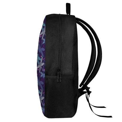 Trippy Dragonfly Pattern Print 17 Inch Backpack