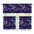 Trippy Dragonfly Pattern Print 3 Piece Kitchen Curtains