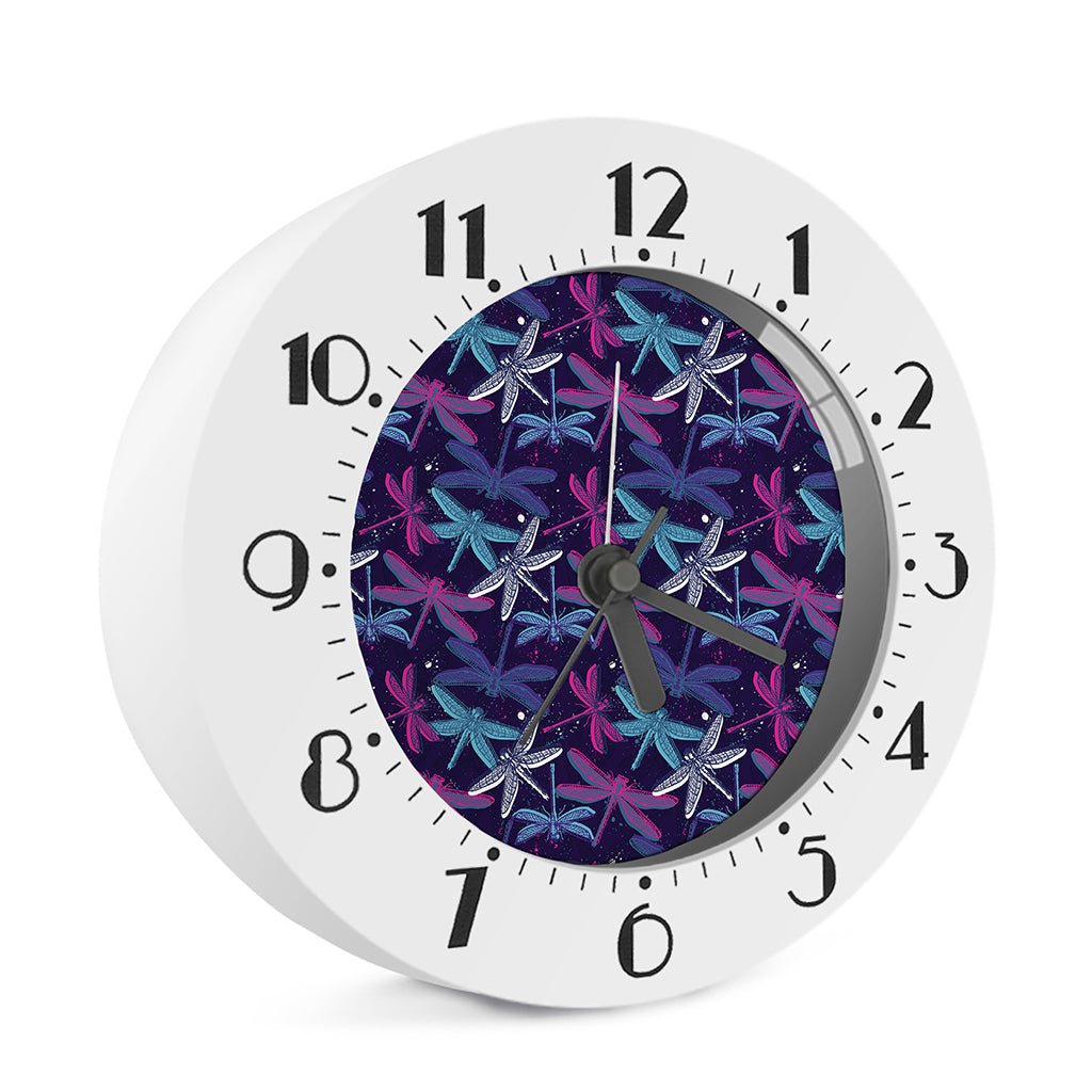 Trippy Dragonfly Pattern Print Alarm Clock