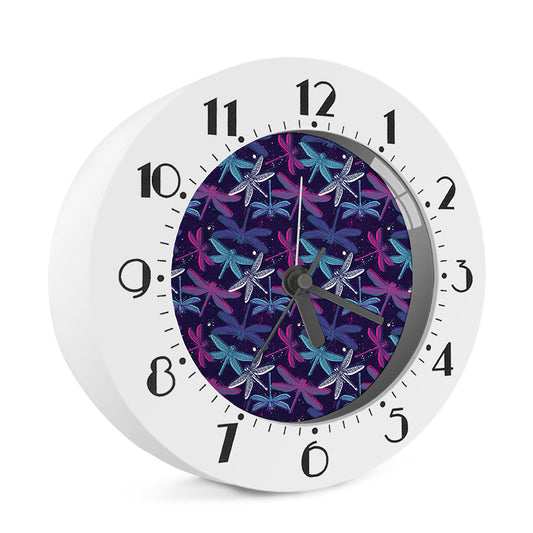 Trippy Dragonfly Pattern Print Alarm Clock