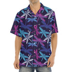 Trippy Dragonfly Pattern Print Aloha Shirt