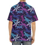 Trippy Dragonfly Pattern Print Aloha Shirt