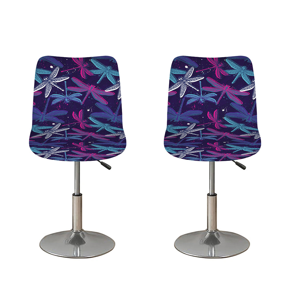 Trippy Dragonfly Pattern Print Bar Stool Covers
