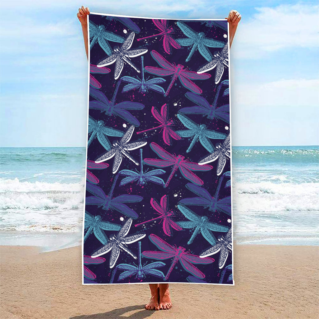 Trippy Dragonfly Pattern Print Beach Towel