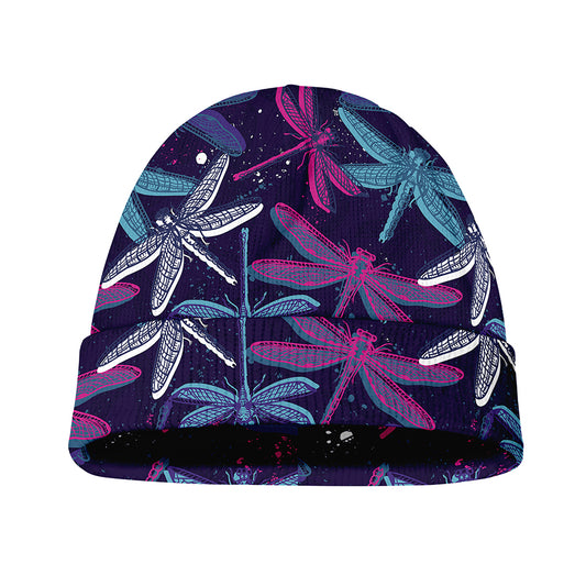 Trippy Dragonfly Pattern Print Beanie