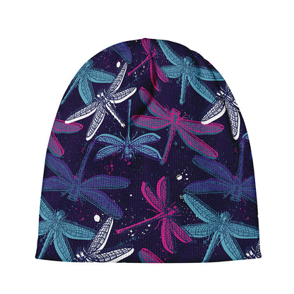 Trippy Dragonfly Pattern Print Beanie