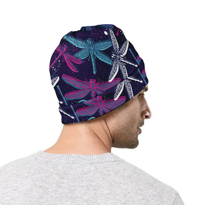 Trippy Dragonfly Pattern Print Beanie