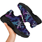 Trippy Dragonfly Pattern Print Black Chunky Shoes