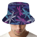 Trippy Dragonfly Pattern Print Bucket Hat