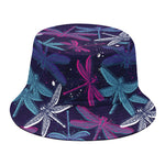 Trippy Dragonfly Pattern Print Bucket Hat