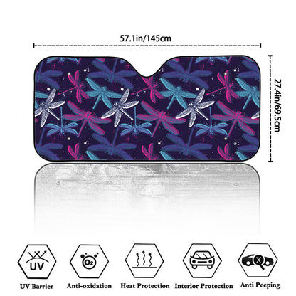 Trippy Dragonfly Pattern Print Car Windshield Sun Shade