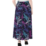 Trippy Dragonfly Pattern Print Chiffon Maxi Skirt