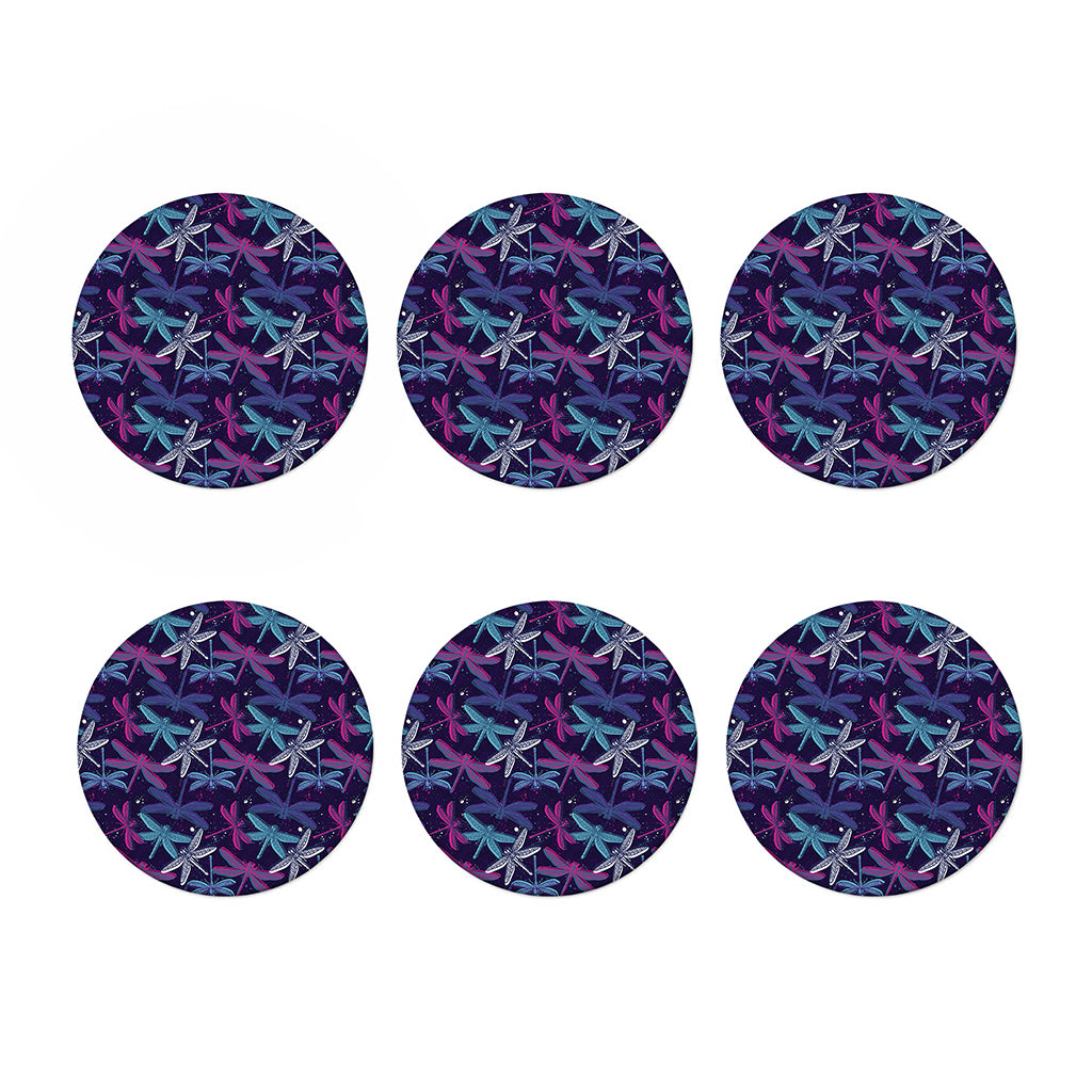 Trippy Dragonfly Pattern Print Coaster Set