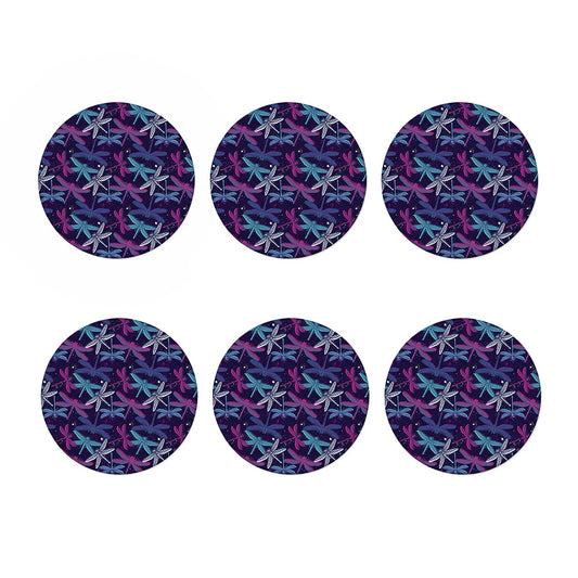 Trippy Dragonfly Pattern Print Coaster Set