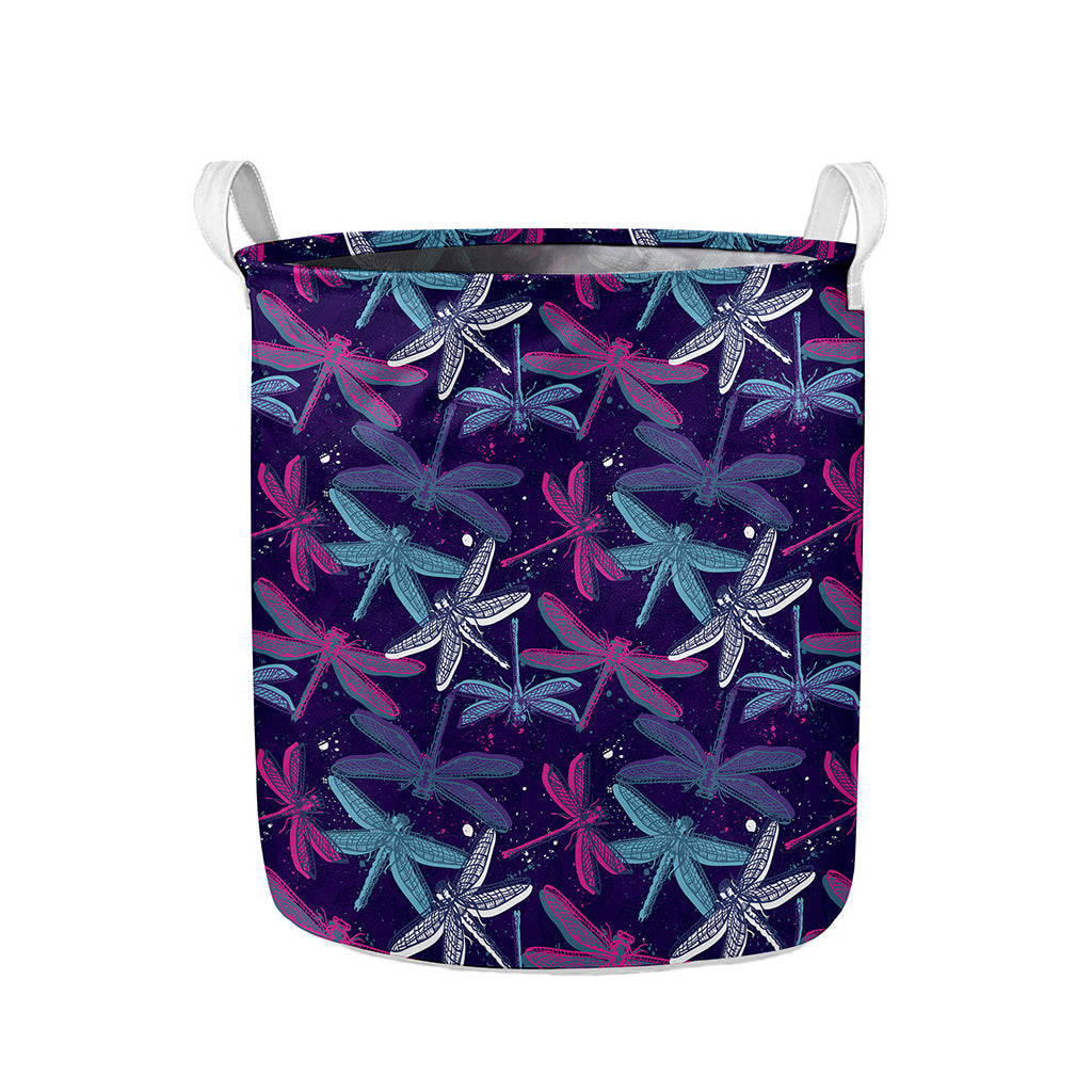 Trippy Dragonfly Pattern Print Collapsible Laundry Basket