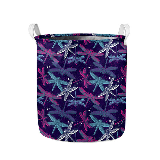 Trippy Dragonfly Pattern Print Collapsible Laundry Basket