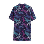 Trippy Dragonfly Pattern Print Cotton Hawaiian Shirt
