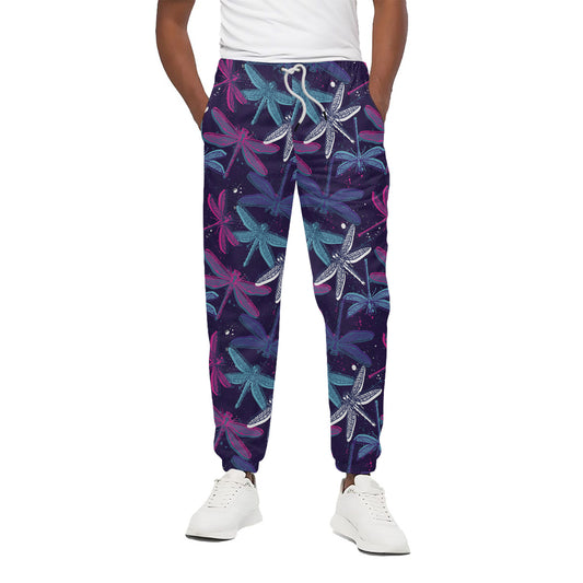 Trippy Dragonfly Pattern Print Cotton Pants