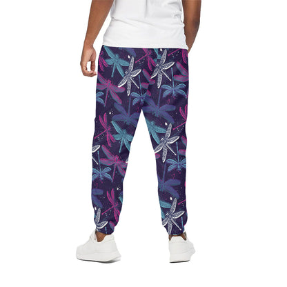 Trippy Dragonfly Pattern Print Cotton Pants