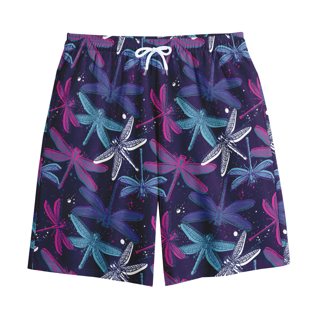 Trippy Dragonfly Pattern Print Cotton Shorts