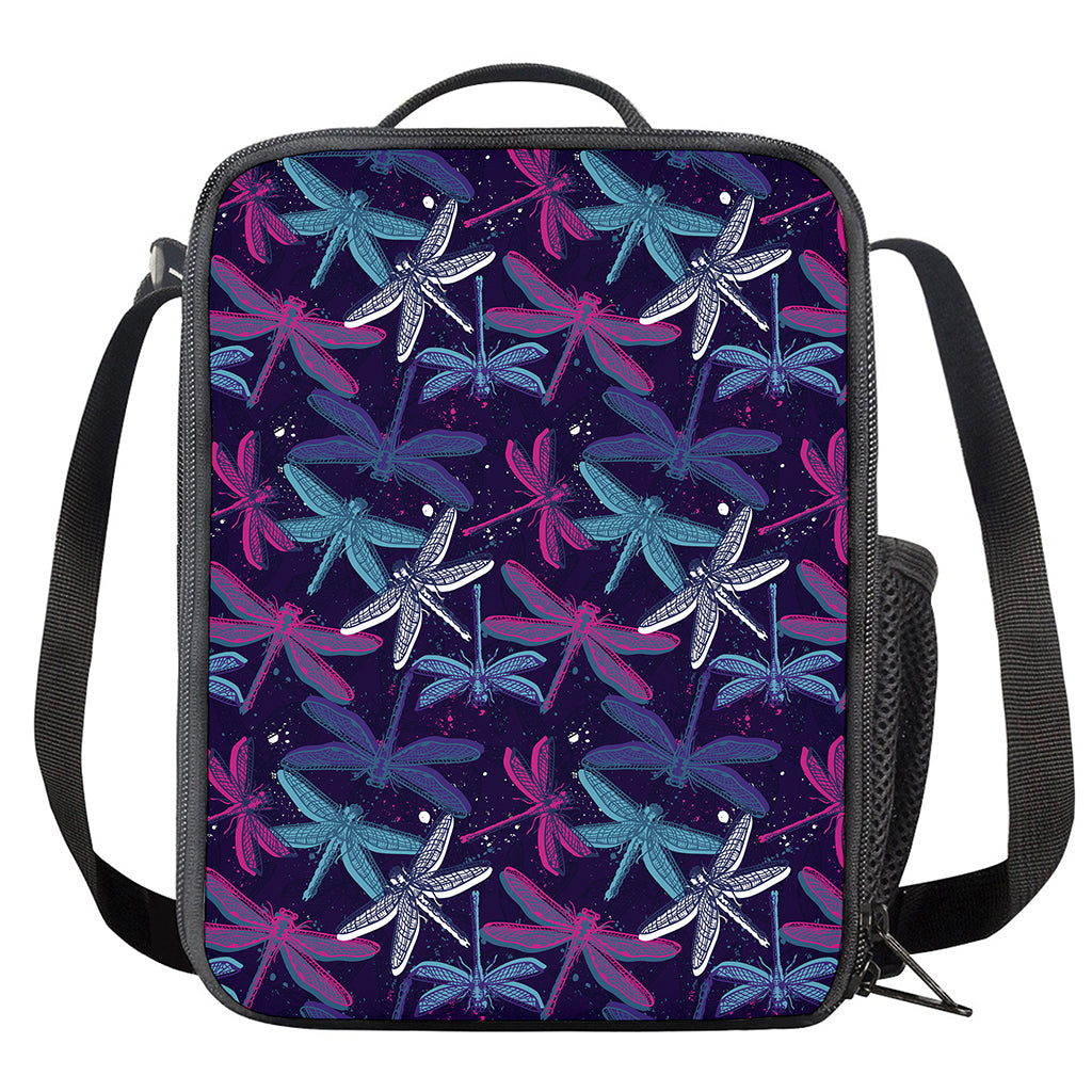 Trippy Dragonfly Pattern Print Crossbody Lunch Bag