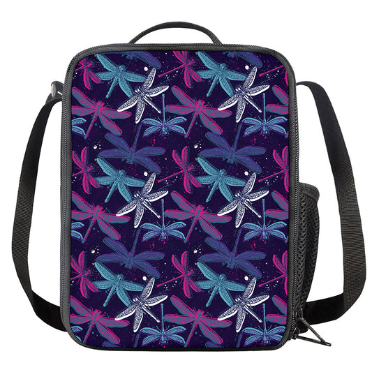 Trippy Dragonfly Pattern Print Crossbody Lunch Bag