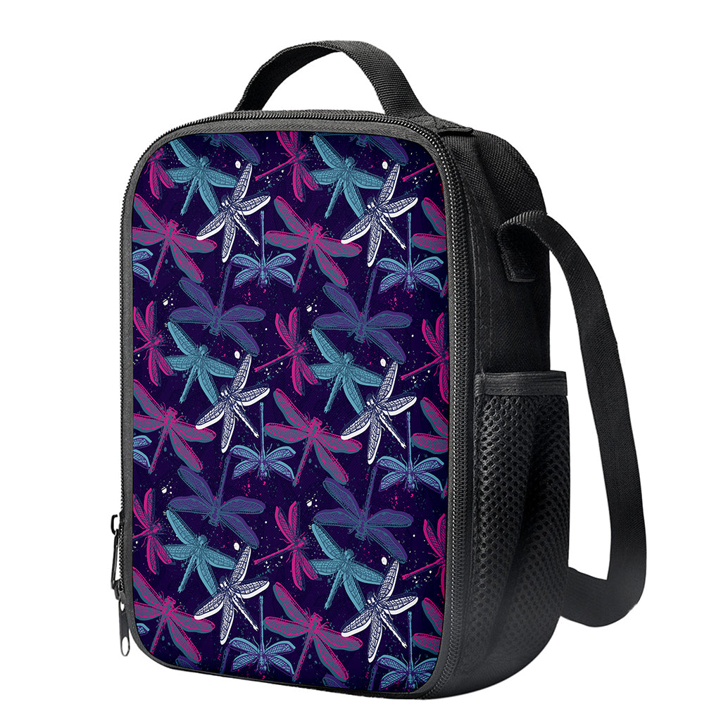 Trippy Dragonfly Pattern Print Crossbody Lunch Bag
