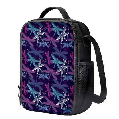 Trippy Dragonfly Pattern Print Crossbody Lunch Bag