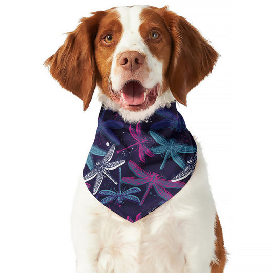 Trippy Dragonfly Pattern Print Dog Bandana