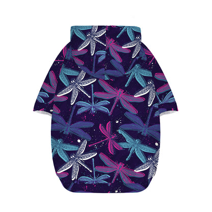 Trippy Dragonfly Pattern Print Dog Zip Up Hoodie