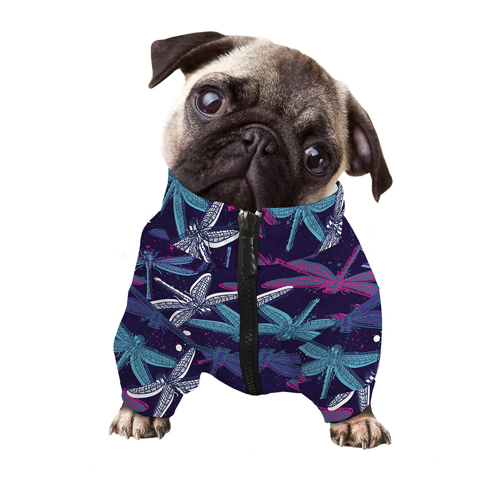 Trippy Dragonfly Pattern Print Dog Zip Up Jacket