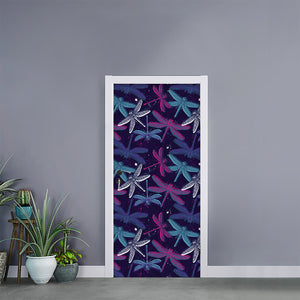 Trippy Dragonfly Pattern Print Door Sticker