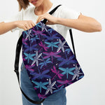 Trippy Dragonfly Pattern Print Drawstring Backpack