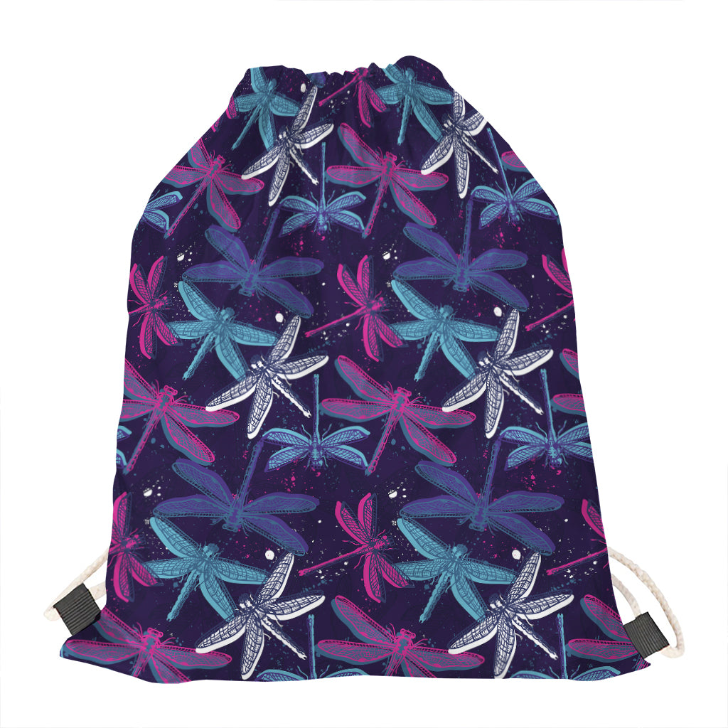 Trippy Dragonfly Pattern Print Drawstring Bag