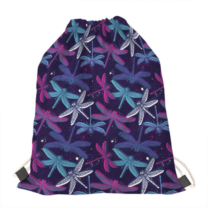 Trippy Dragonfly Pattern Print Drawstring Bag