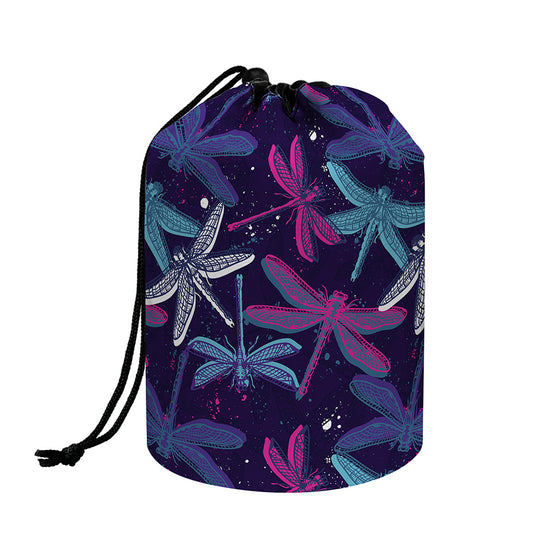 Trippy Dragonfly Pattern Print Drawstring Makeup Bag