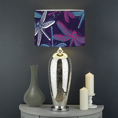 Trippy Dragonfly Pattern Print Drum Lamp Shade
