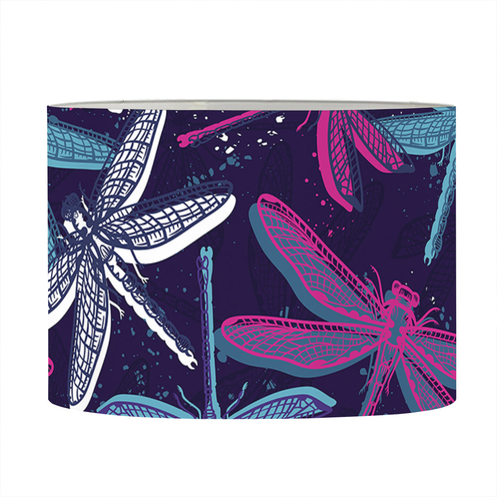 Trippy Dragonfly Pattern Print Drum Lamp Shade